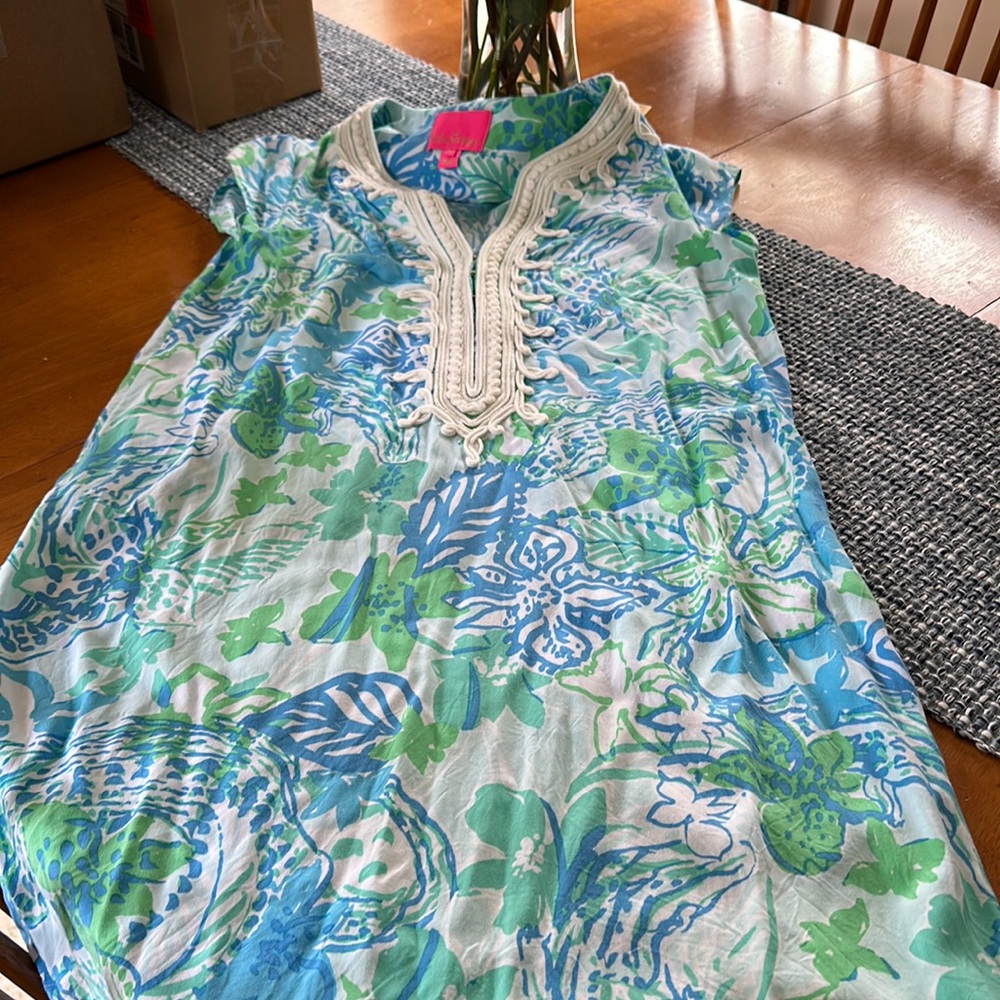 Lilly Pulitzer Blue & Green Floral Midi Dress